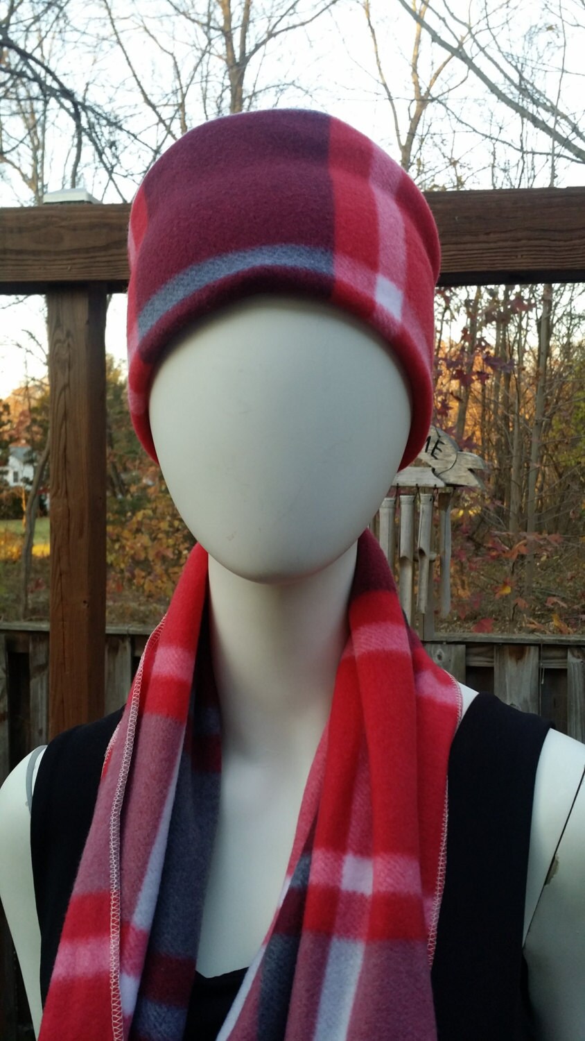 Fleece Red Plaid Ear Warmers