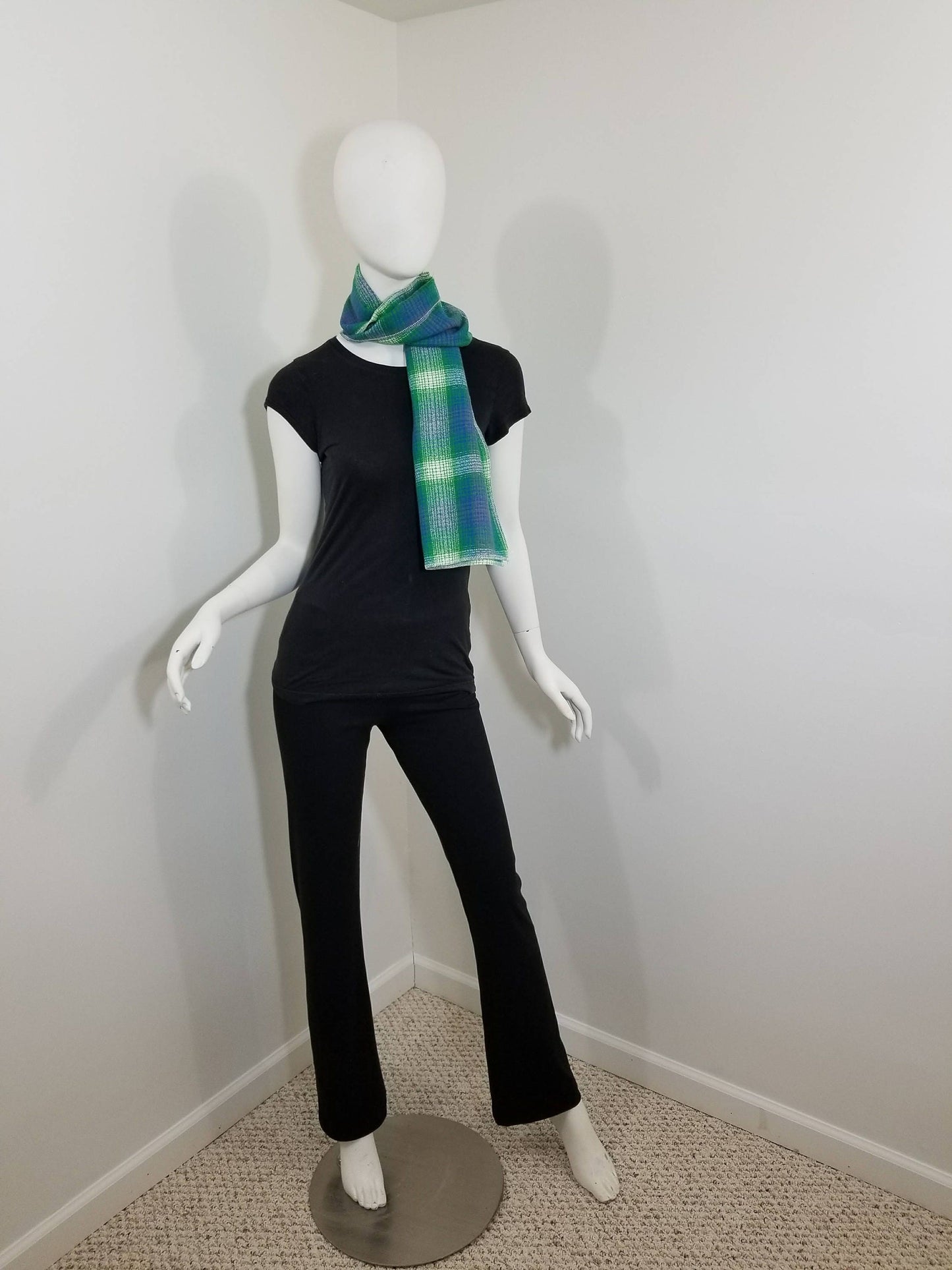 flannel green checkered scarf