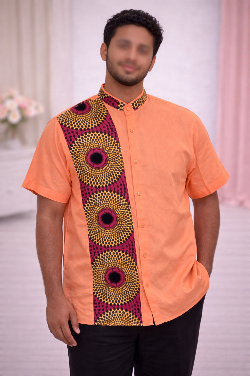 Men's Ankara panel shirt
