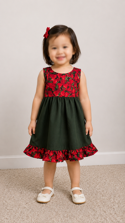 Classic Empire Sundress with contrast bodice and ruffle hem