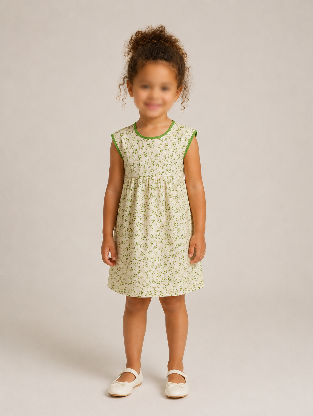 Sleeveless Empire Waist Sundress with contrast Cotton Binding