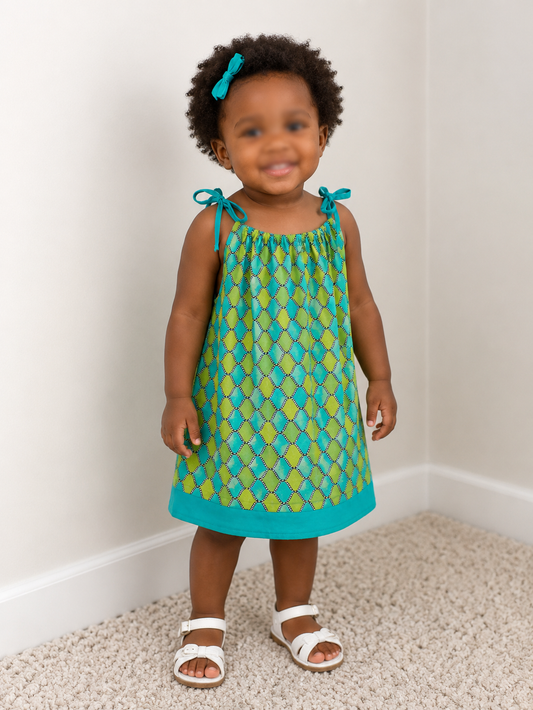 Pillowcase dress with contrast band