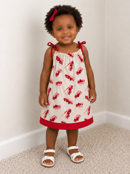 Pillowcase dress with contrast band