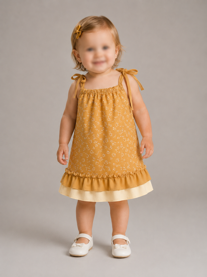 Pillowcase dress- two-tone ruffle band