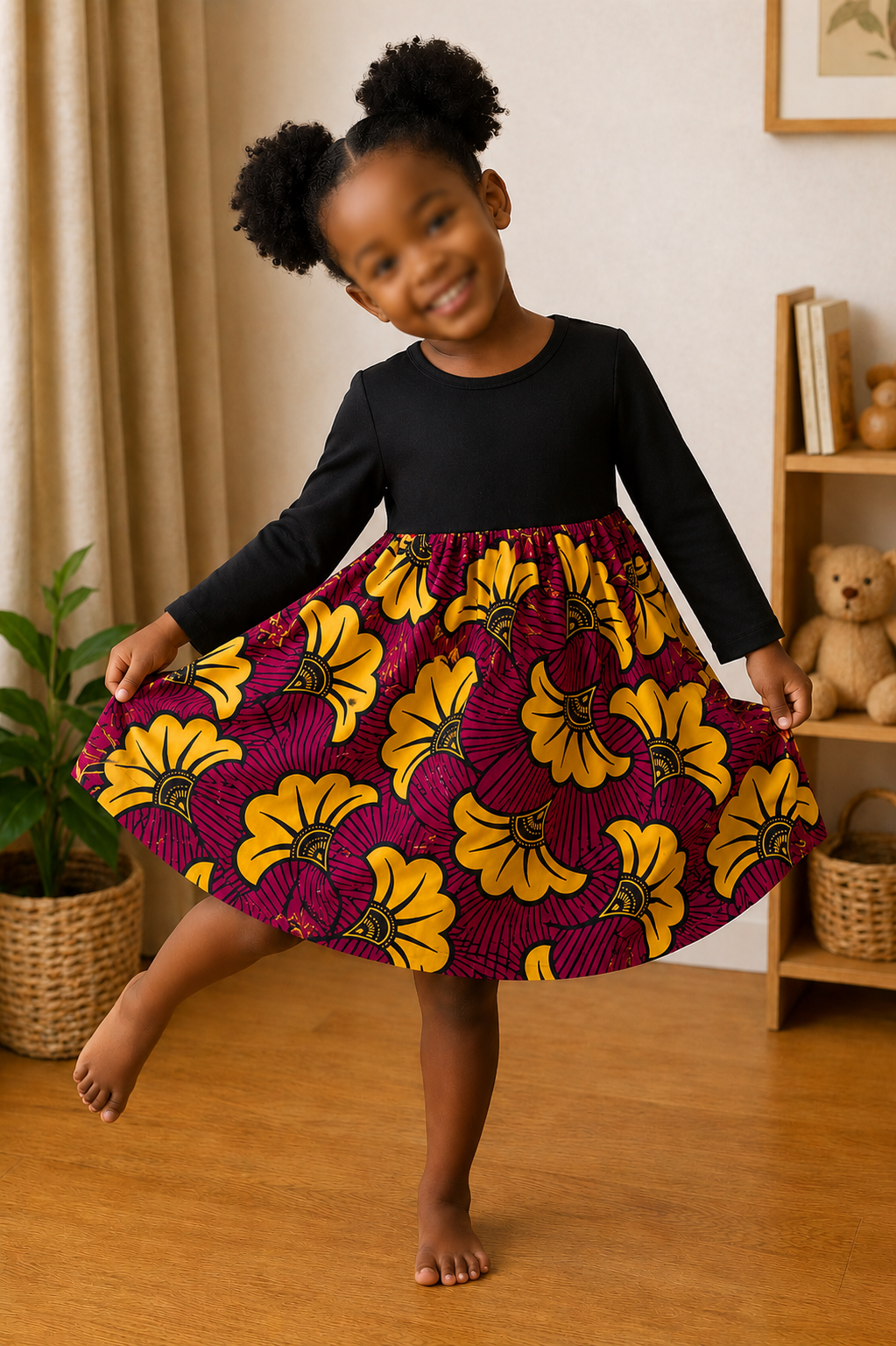 Girls Cotton T-Shirt Dress with Custom Cotton Skirt