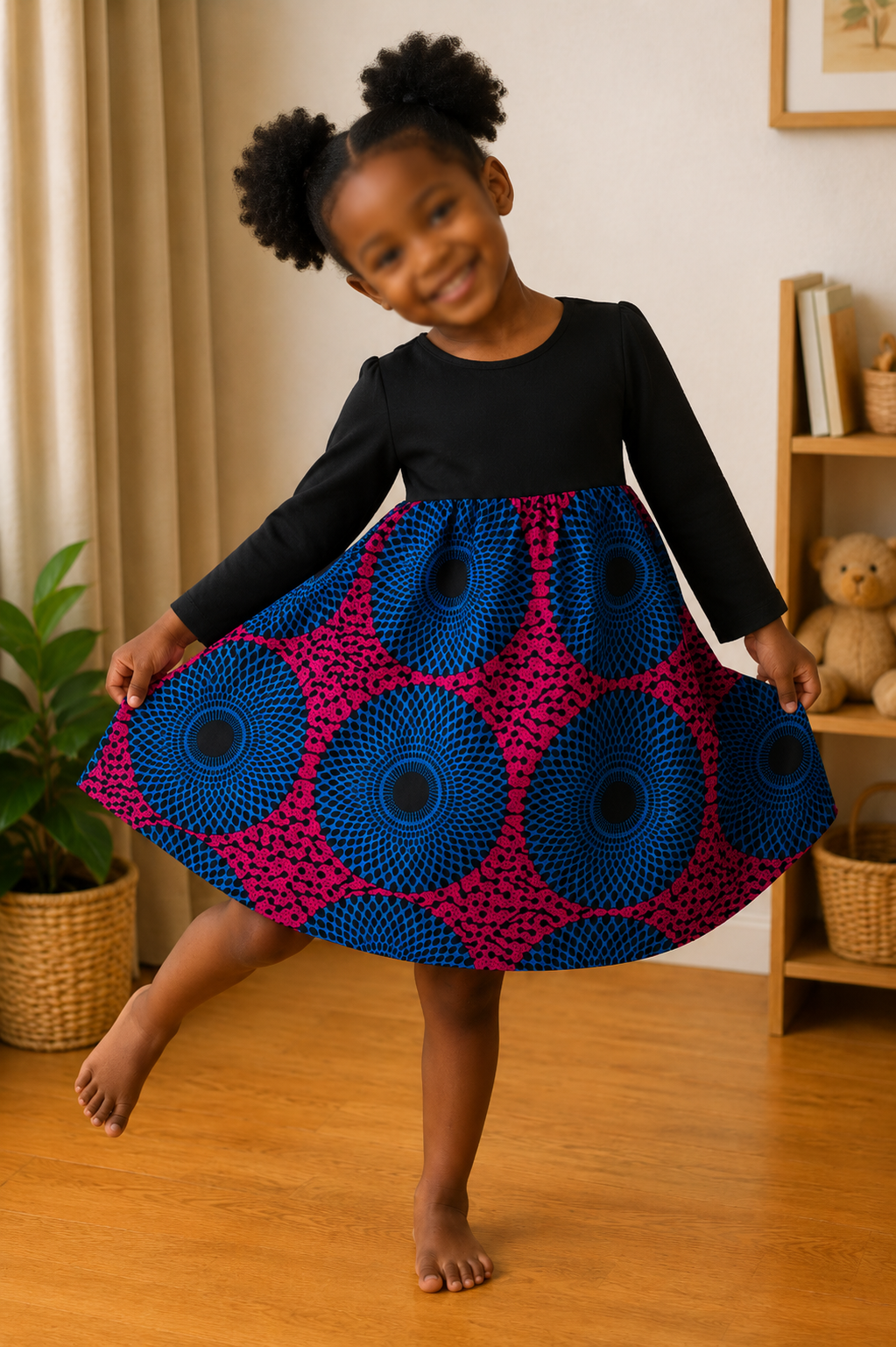 Girls Cotton T-Shirt Dress with Custom Cotton Skirt
