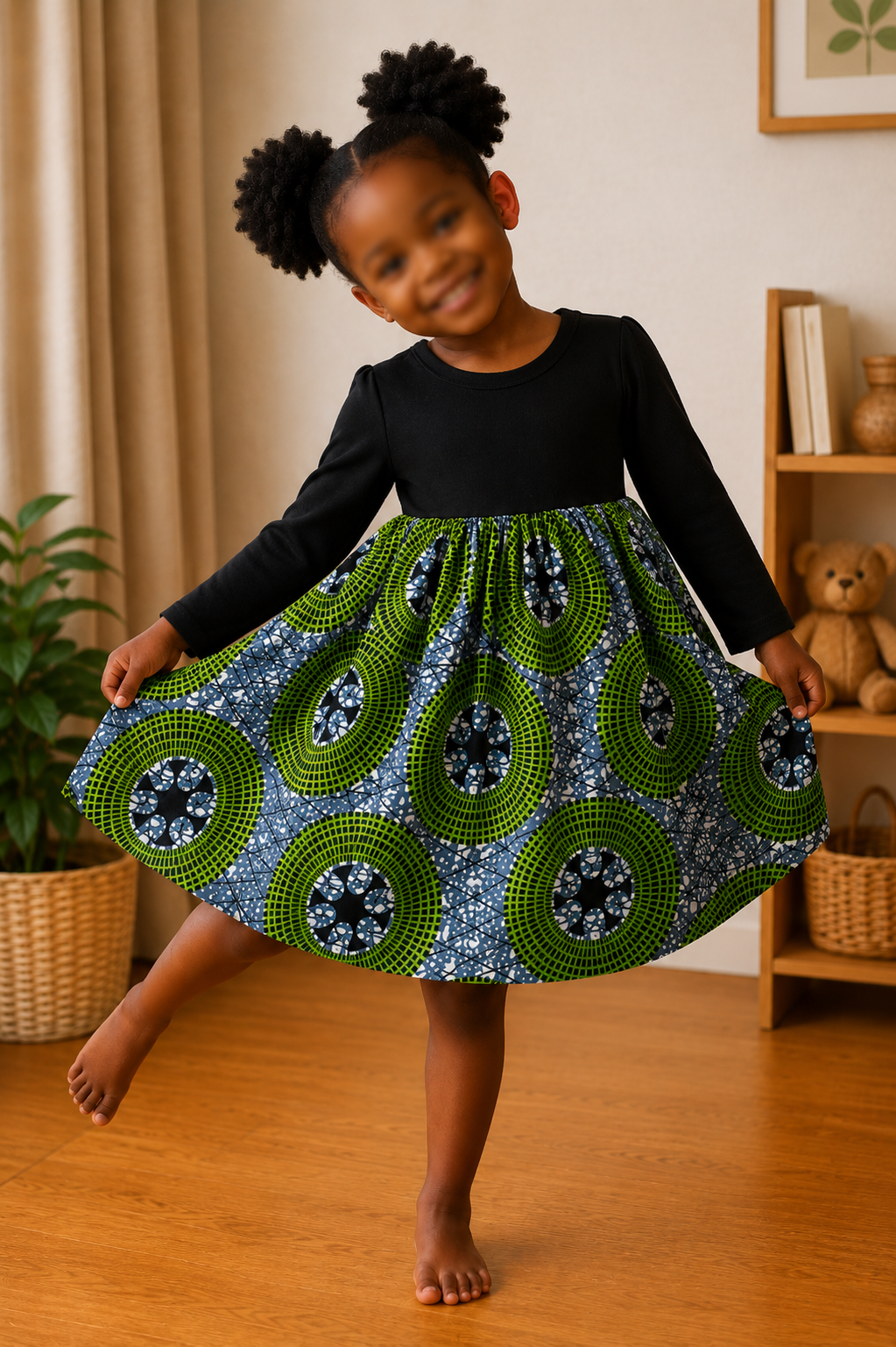 Girls Cotton T-Shirt Dress with Custom Cotton Skirt