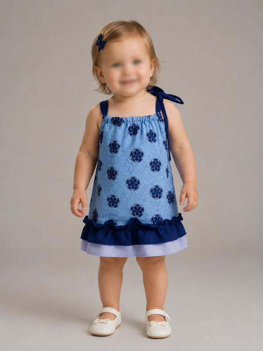 Pillowcase dress- two-tone ruffle band