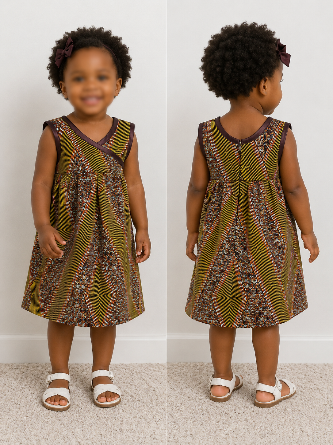 Girl's cotton sundress- satin trim