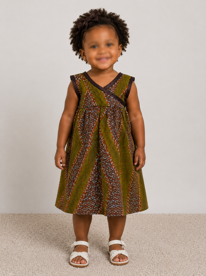 Girl's cotton sundress- satin trim