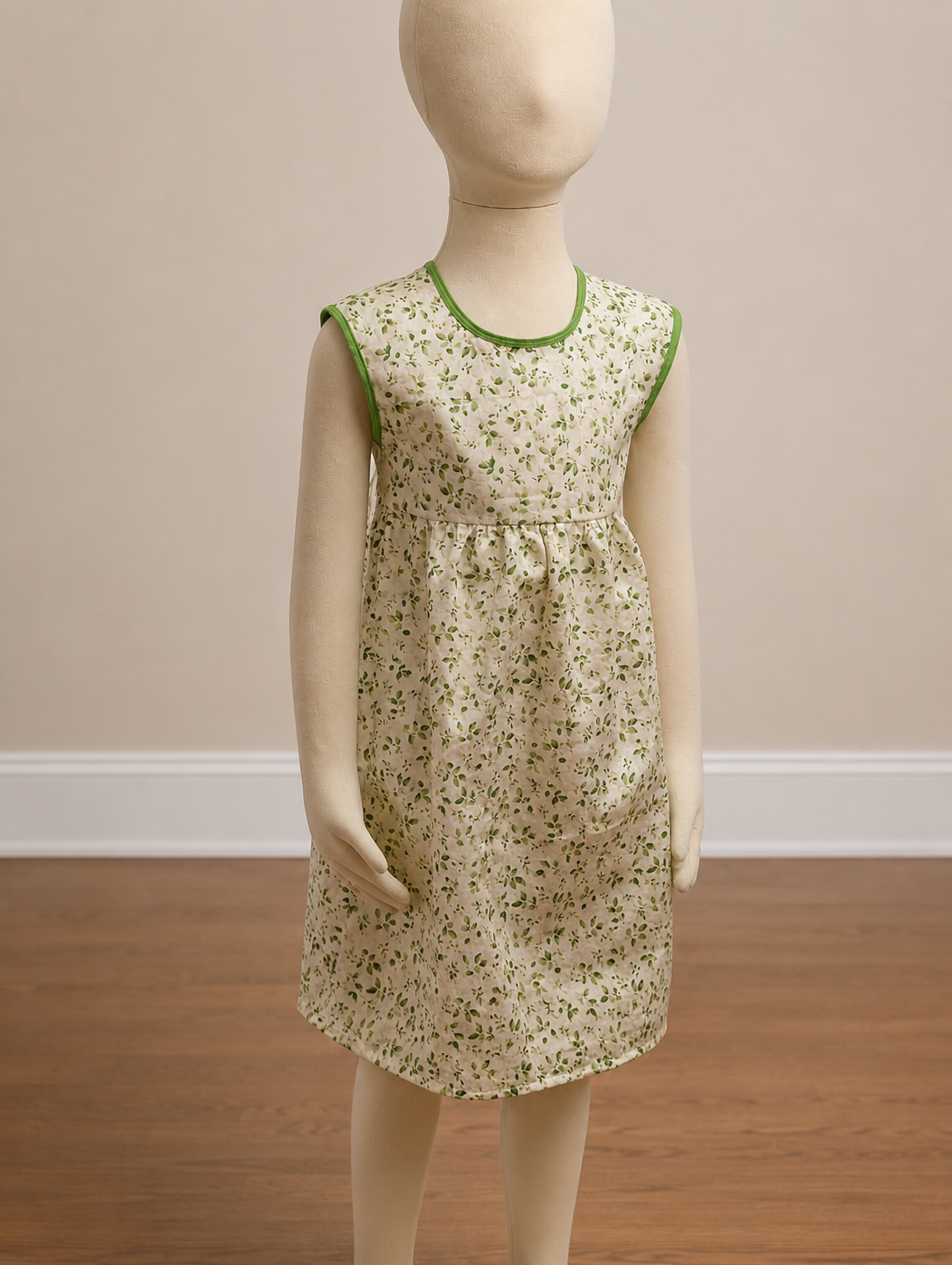 Sleeveless Empire Waist Sundress with contrast Cotton Binding