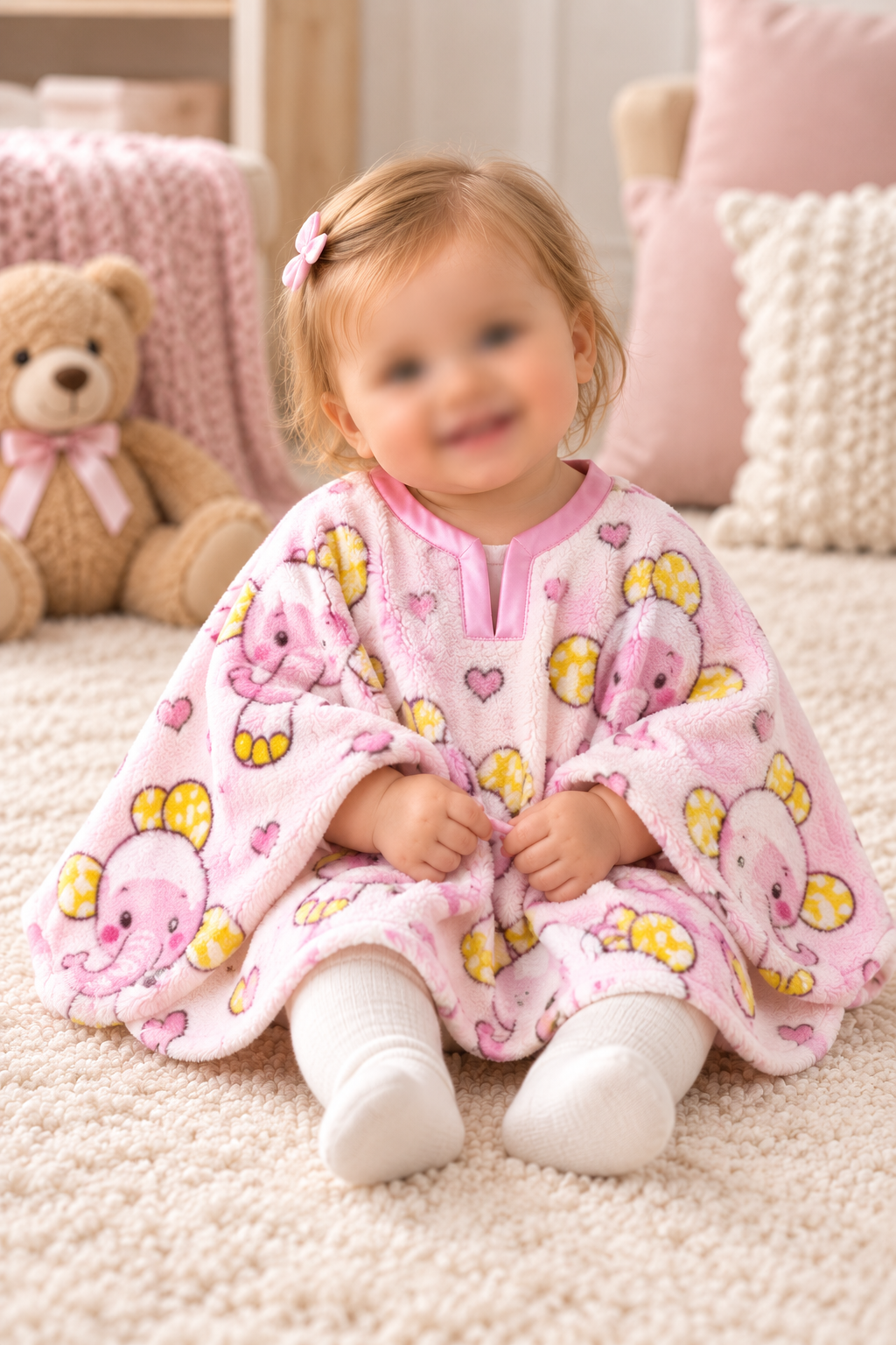 Baby fleece poncho- car seat friendly