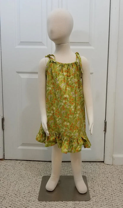 Girls Cotton Pillowcase dress with frill