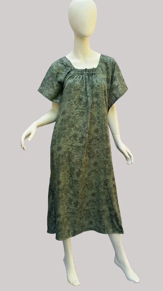 Gathered Neck Modest Dress – Relaxed A-Line Design- wholesale