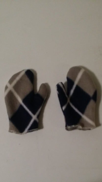 Fleece Blue and Gray Argyle Children's Mittens