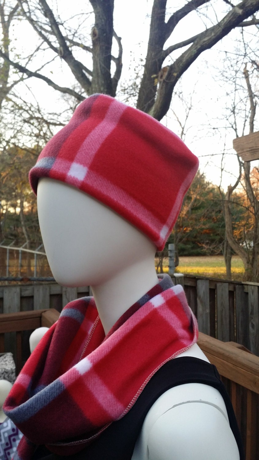Fleece Red Plaid Ear Warmers