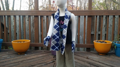 Fleece Blue and Gray Argyle Children's Mittens