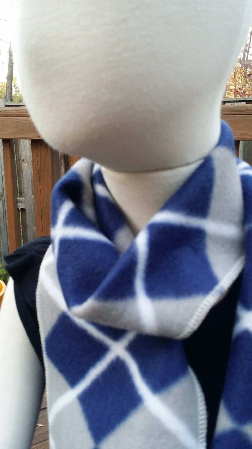 Fleece Blue and Gray Argyle Children's Scarf