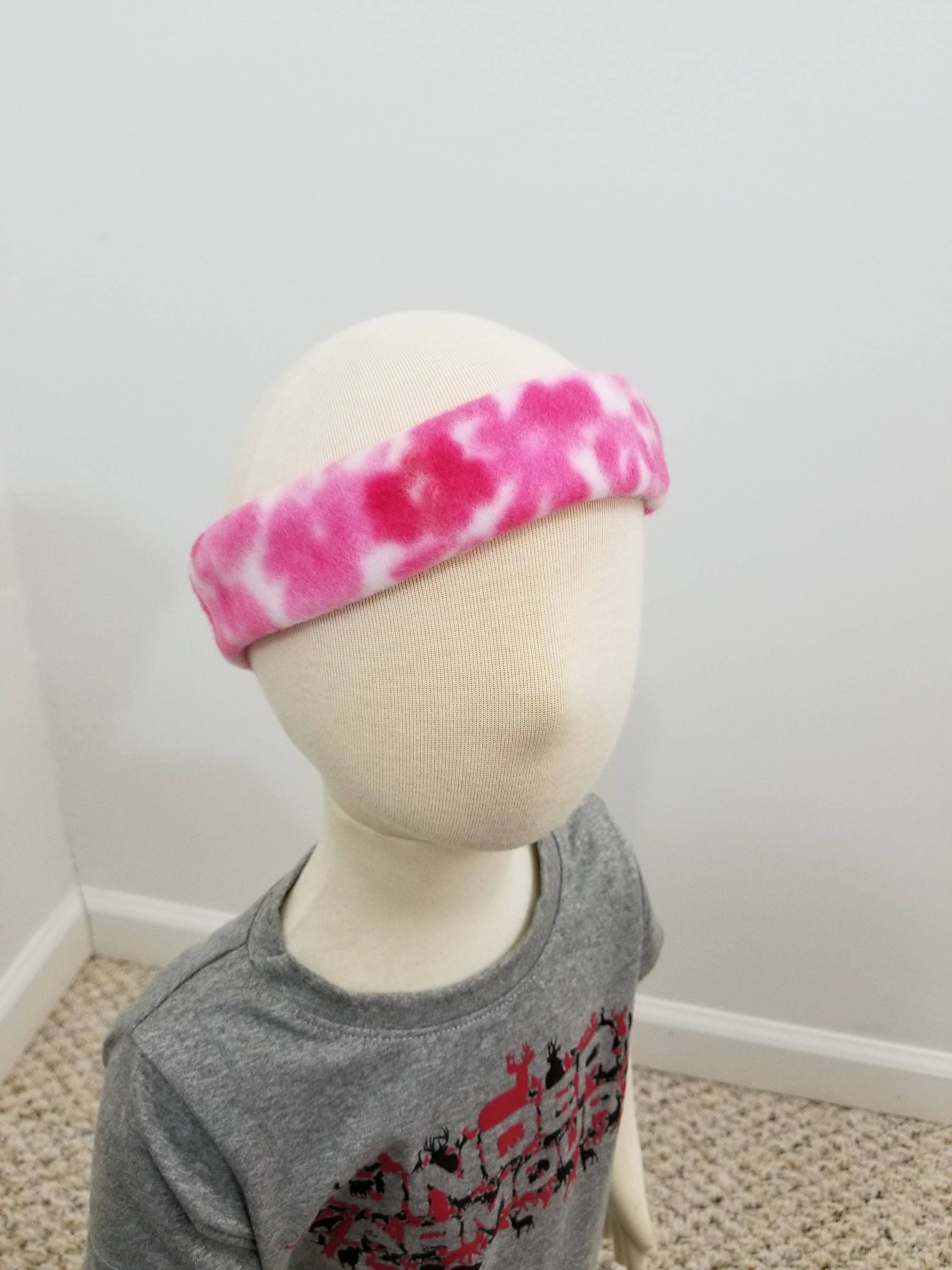 Fleece pink floral childrens ear warmer
