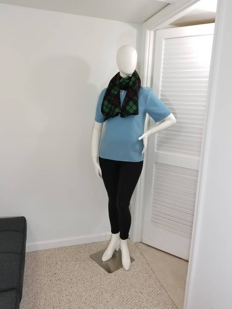 Green, black and red fleece plaid scarf