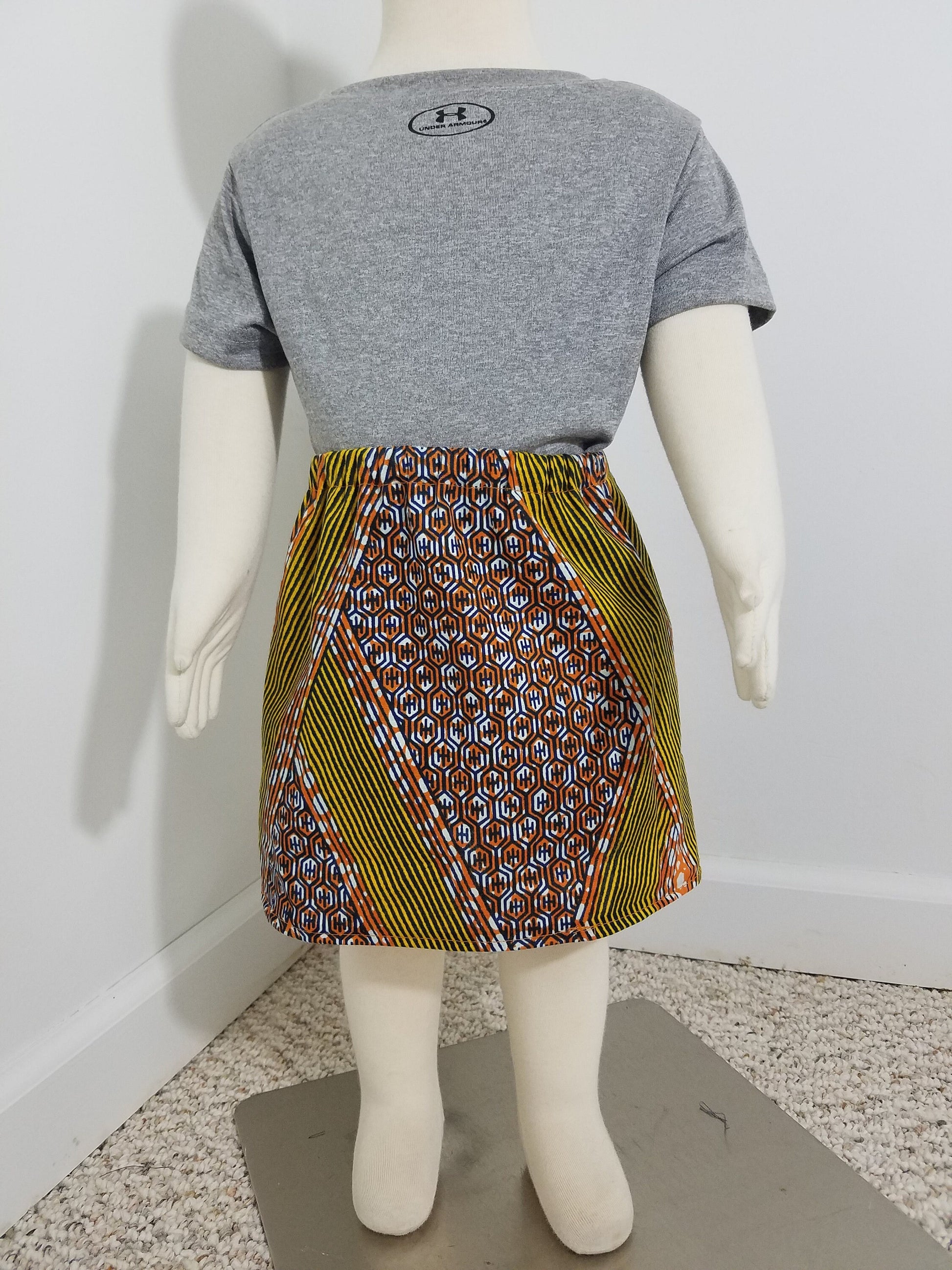Girl's ankara 6-12 months skirt African Print kitenge burnt orange cotton