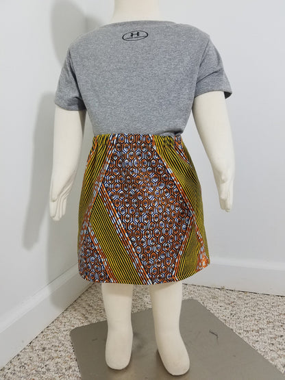 Girl's ankara 6-12 months skirt African Print kitenge burnt orange cotton