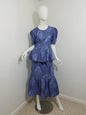 Peplum blouse Mermaid skirt ankara African Print kitenge set Blue with fruit print cotton (size: US 8)
