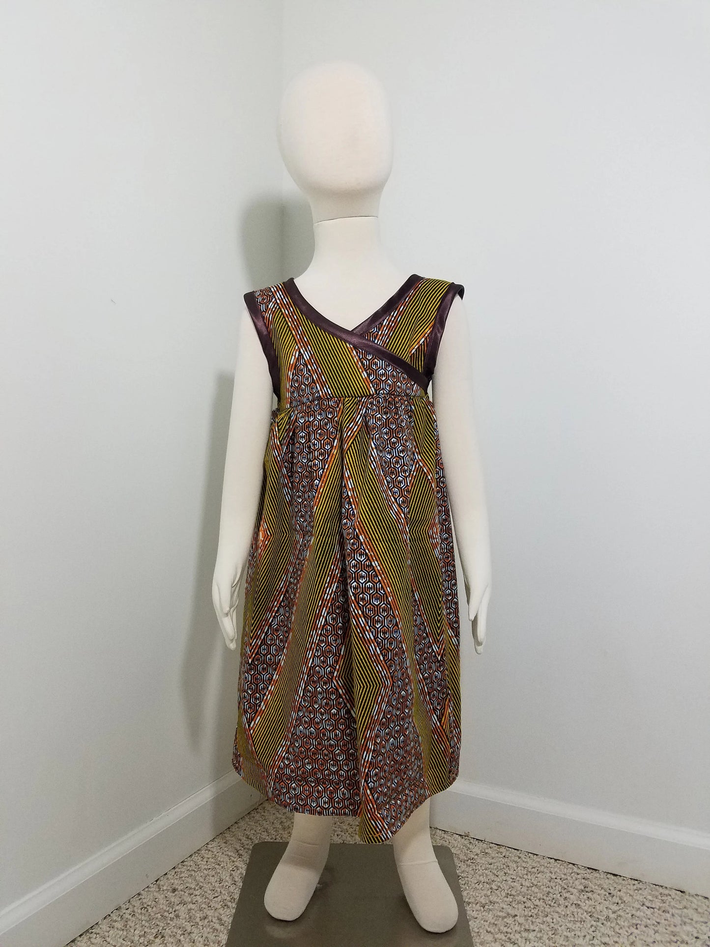 Girl's cotton sundress- satin trim