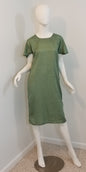 Silky feel dress caftan with belt and butterfly sleeves olive green polyester kaftan (size: US 8)