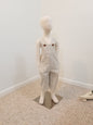Kid's 4T overalls khaki striped seersucker cotton striped pockets unisex