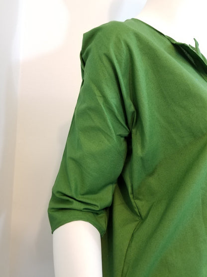 Palm green blouse buttoned women 3/4 sleeve cotton (size: US 4-6)