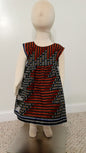 Girl's 2T ankara sun dress Red, Black, White and Blue Kitenge African print cotton