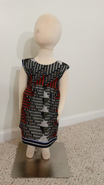 Girl's 2T ankara sun dress Red, Black, White and Blue Kitenge African print cotton
