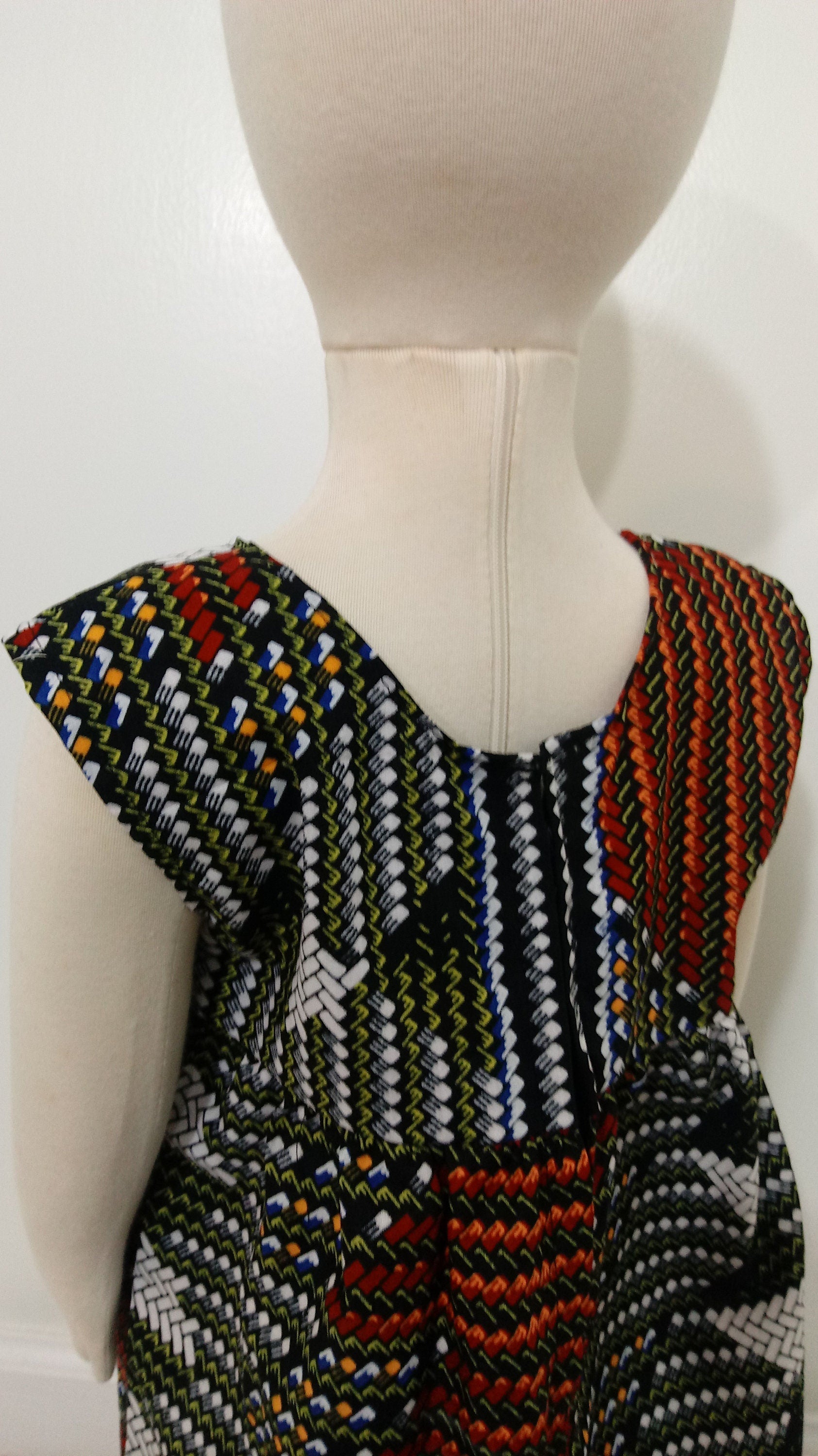 Girl's 2T ankara sun dress Red, Black, White and Blue Kitenge African print cotton