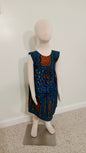 Girl's 4T ankara sun dress Blue, Orange and Brown Kitenge African print cotton