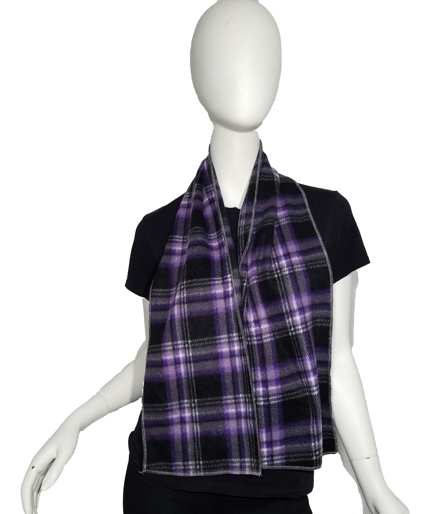 Scarf- purple checkered plush fleece