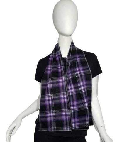 Scarf- purple checkered plush fleece