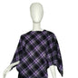 Poncho- purple checkered triangle fleece poncho (size: one size fits most)