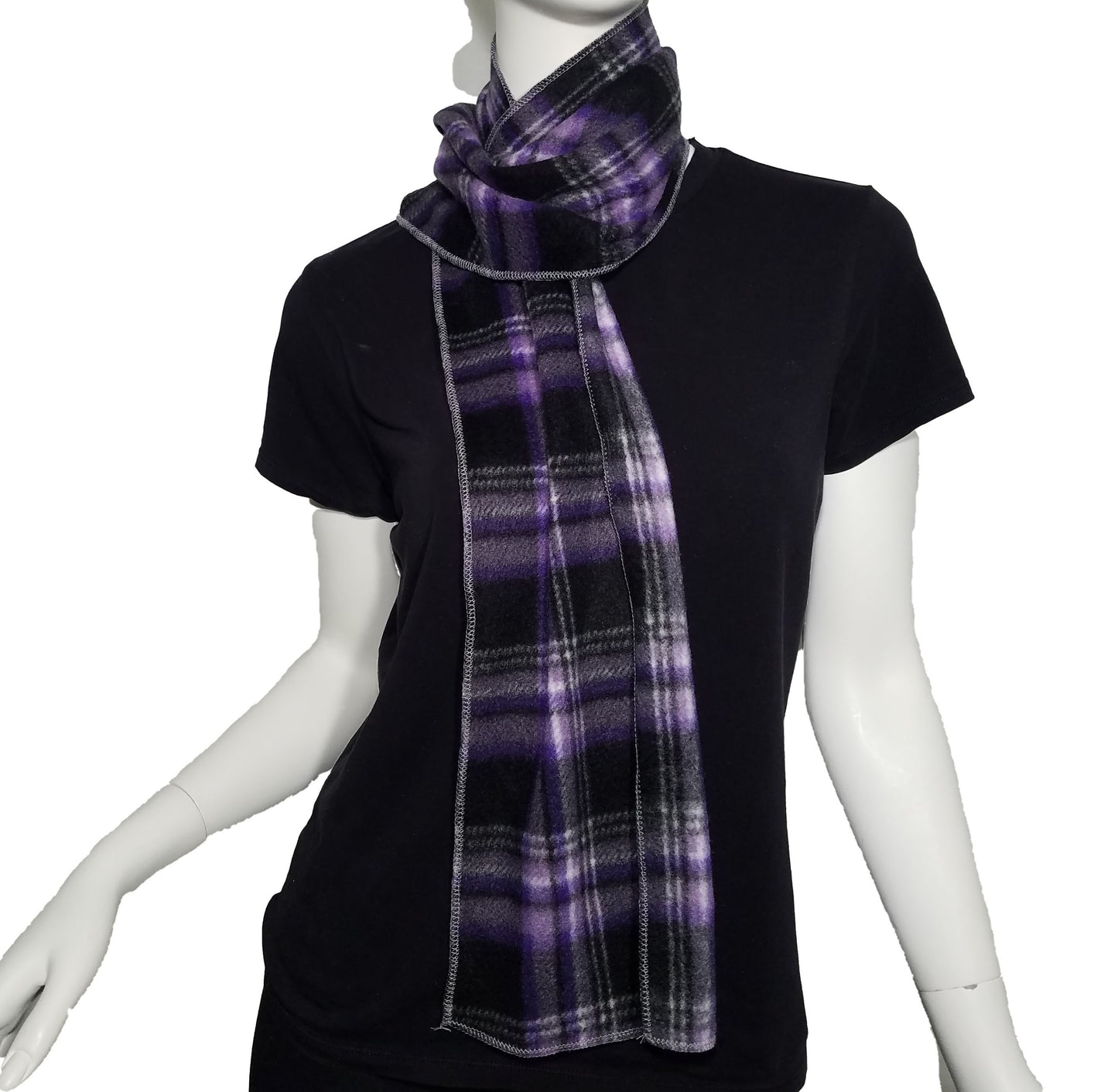 Scarf- purple checkered plush fleece