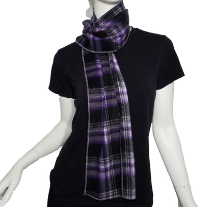 Scarf- purple checkered plush fleece
