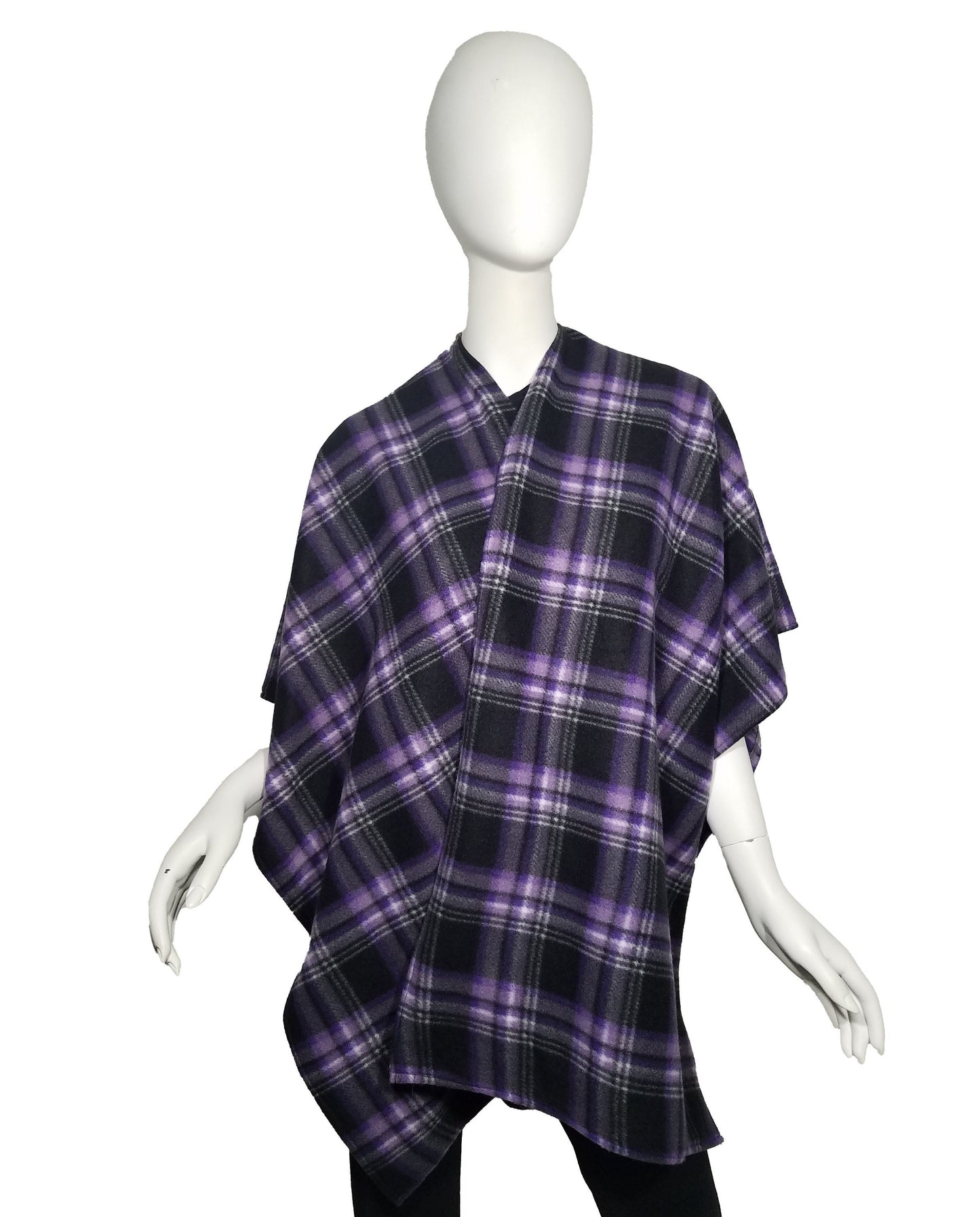 Wrap- purple plaid plush fleece (size: one size fits most)