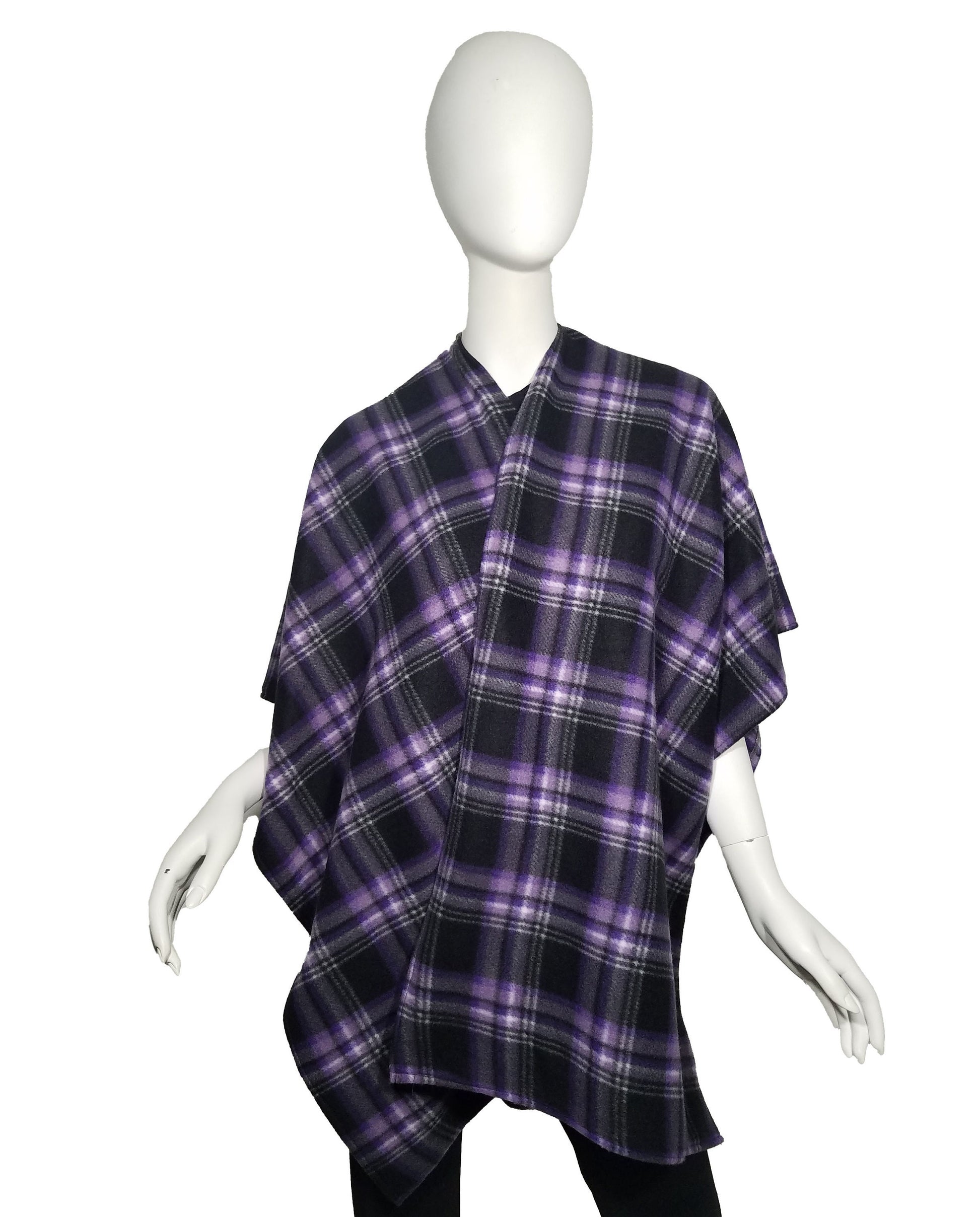 Wrap- purple plaid plush fleece (size: one size fits most)