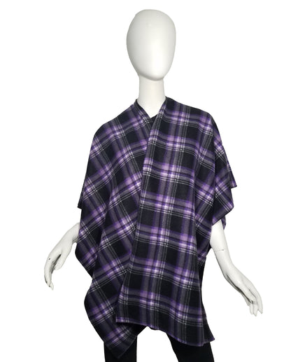 Wrap- purple plaid plush fleece (size: one size fits most)