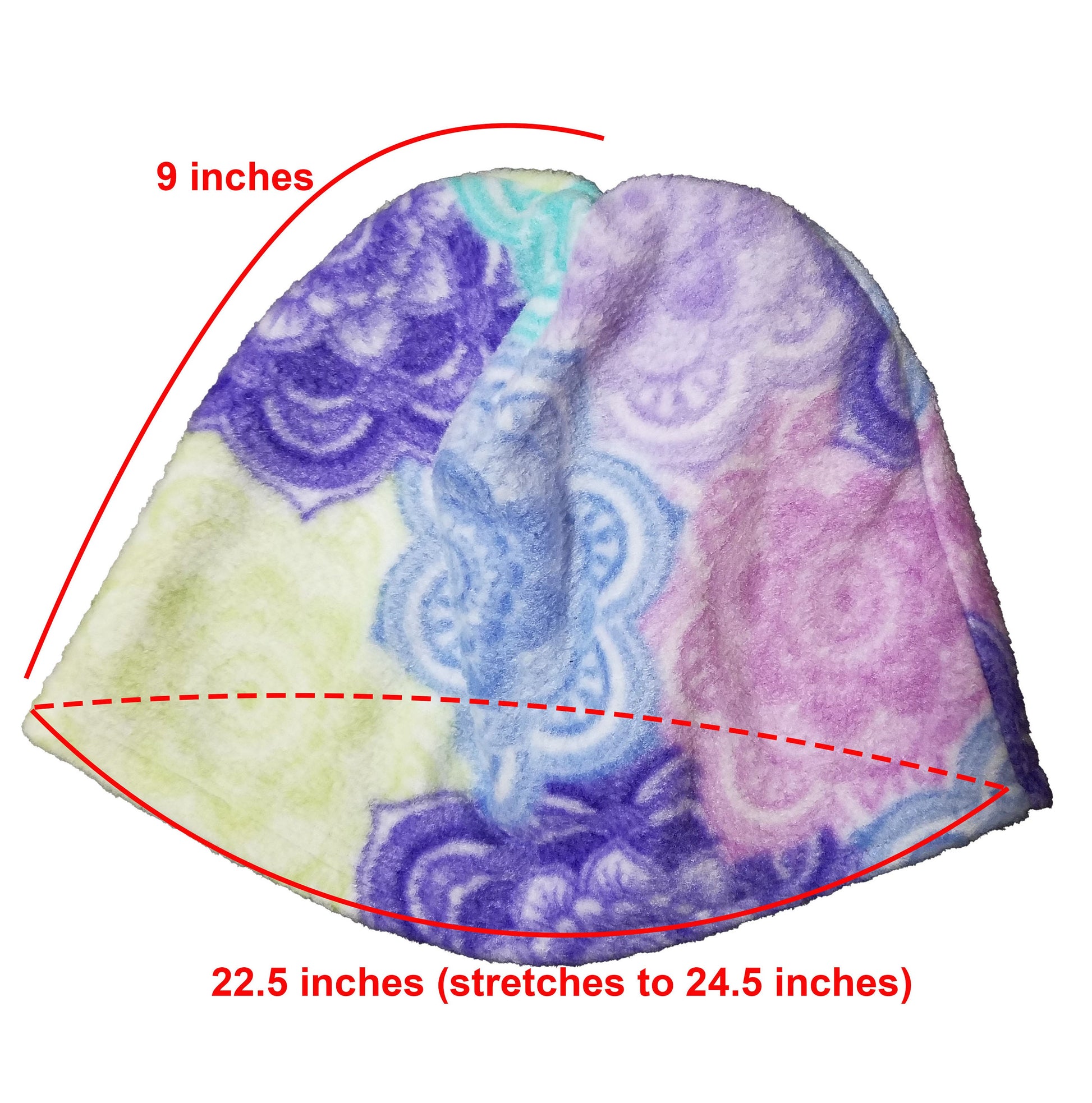 Adult hat- pastel floral plush fleece (size: small to medium)