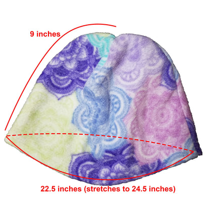 Adult hat- pastel floral plush fleece (size: small to medium)