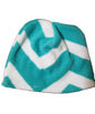 Child's hat- white and teal zigzag print plush fleece (size: 2-5 years)