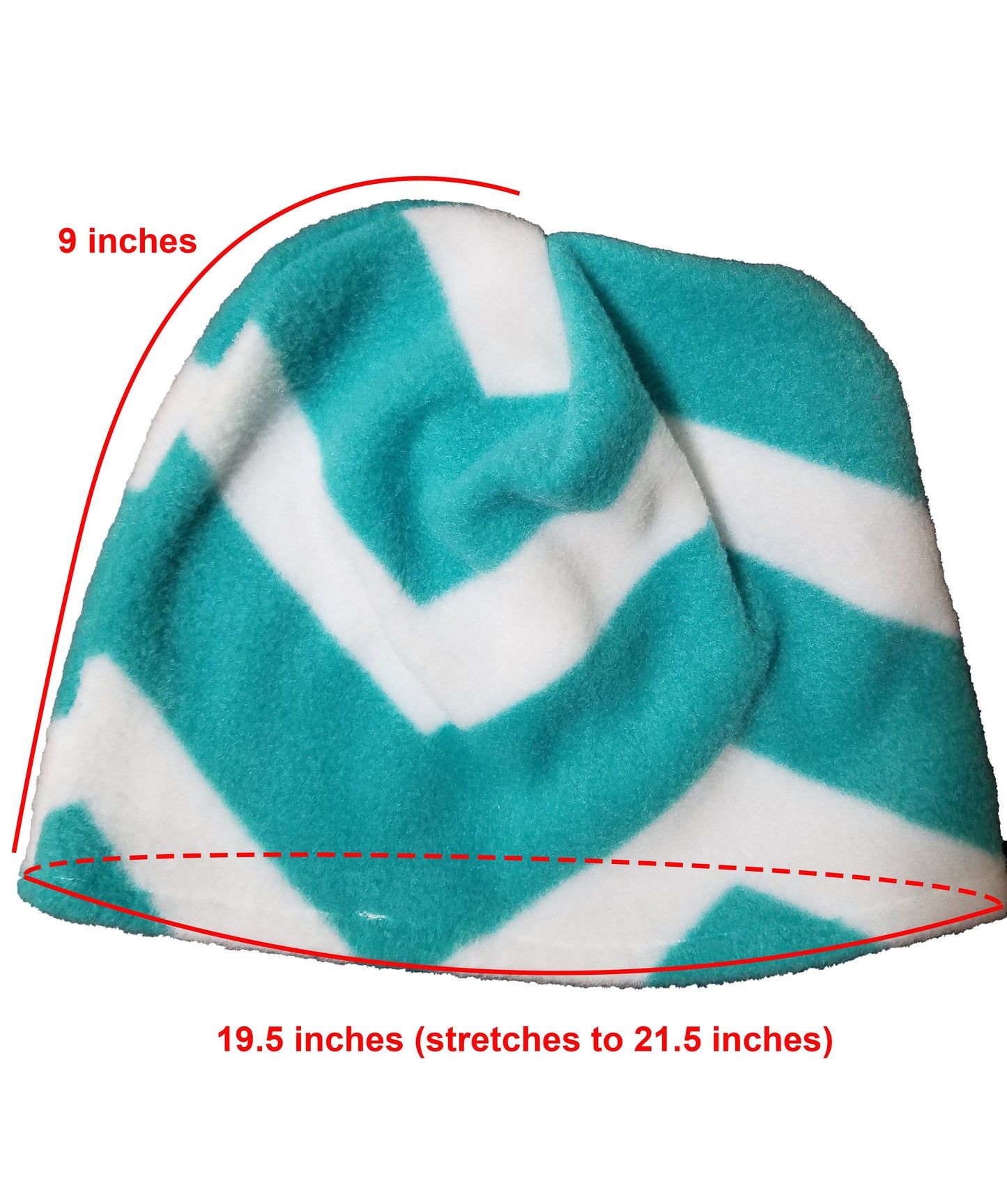 Child's hat- white and teal zigzag print plush fleece (size: 2-5 years)