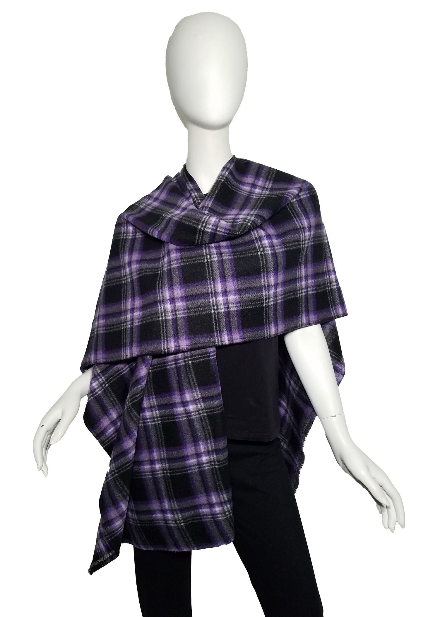 Wrap- purple plaid plush fleece (size: one size fits most)