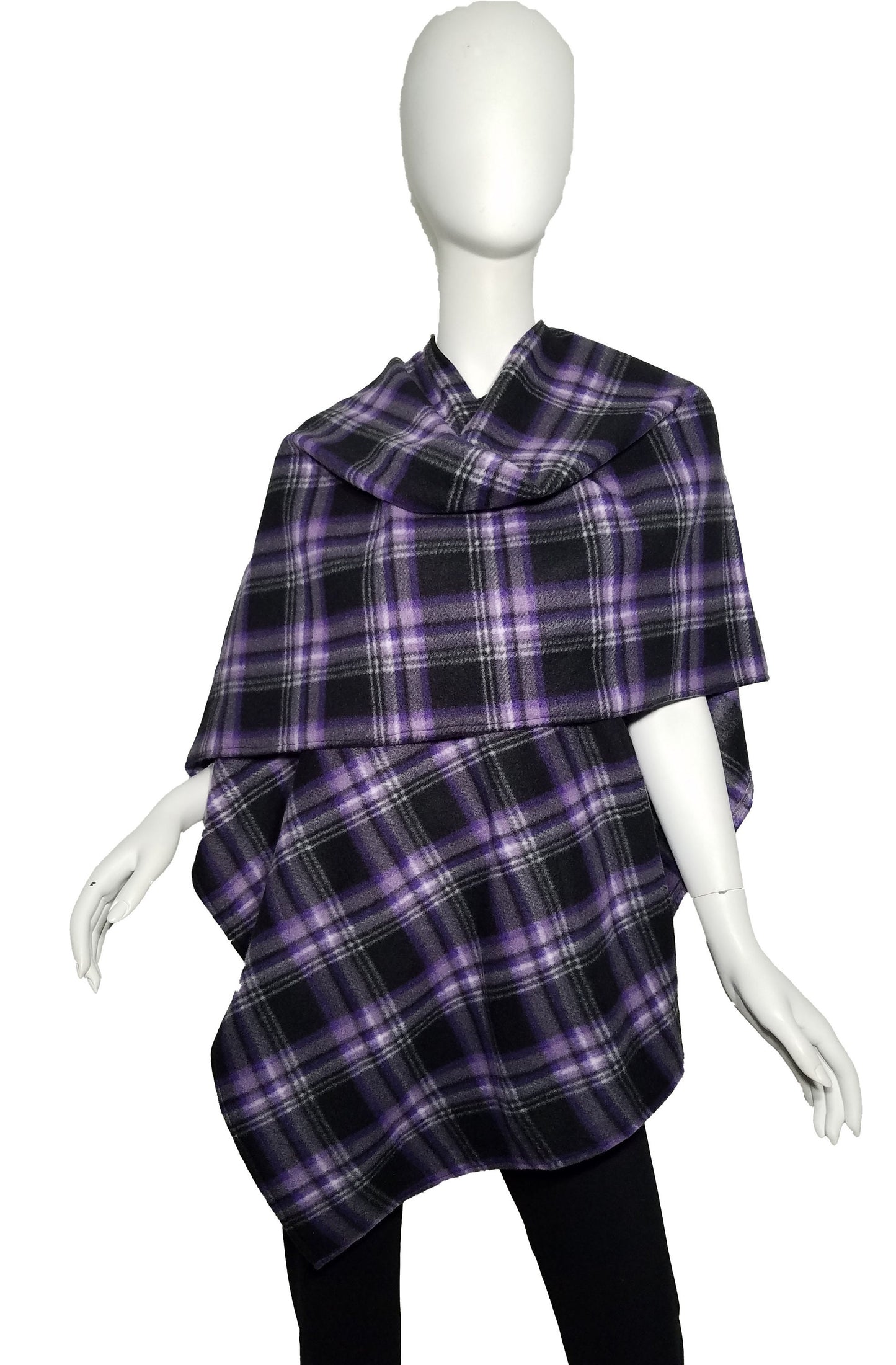 Wrap- purple plaid plush fleece (size: one size fits most)