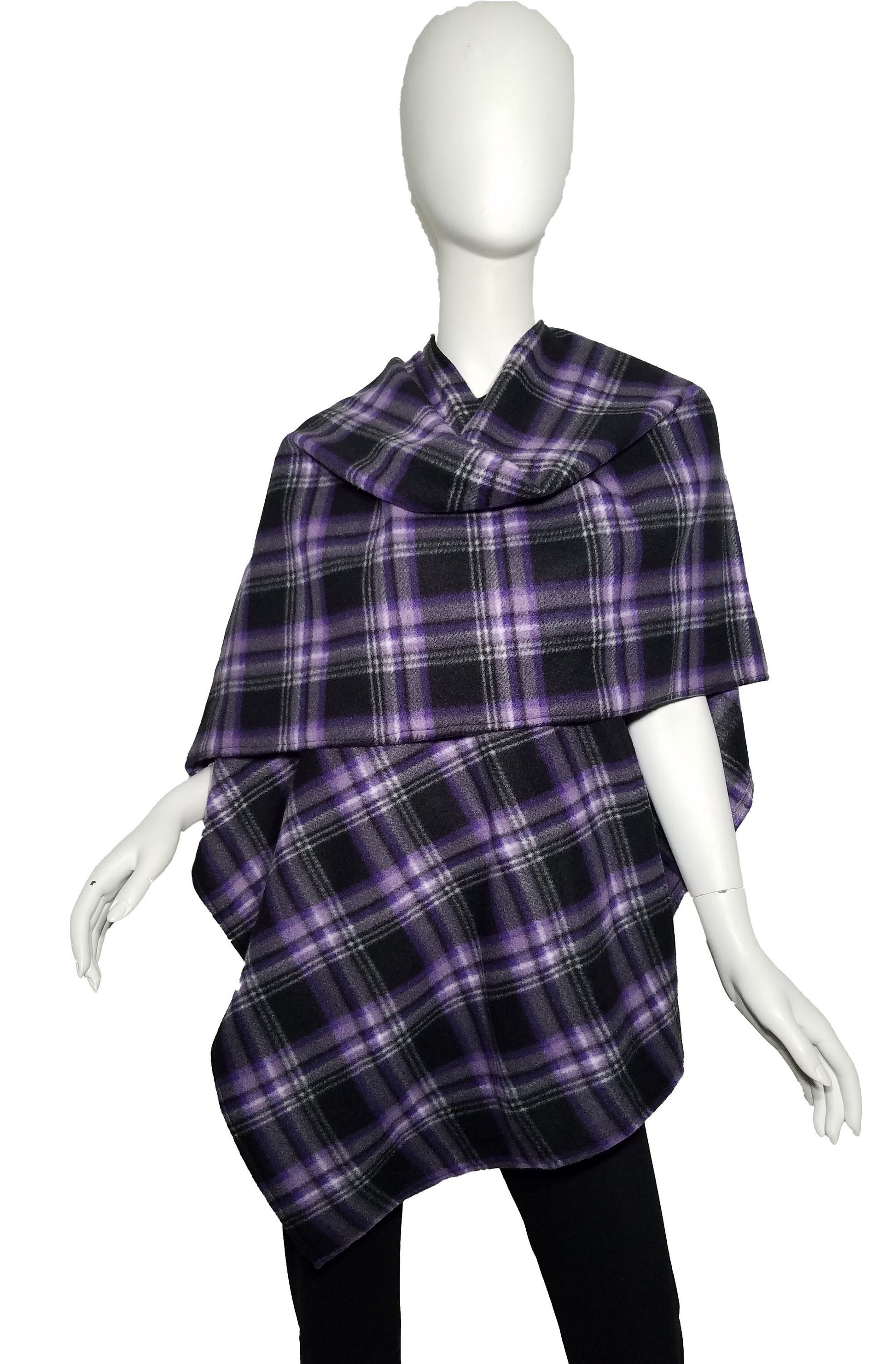 Wrap- purple plaid plush fleece (size: one size fits most)